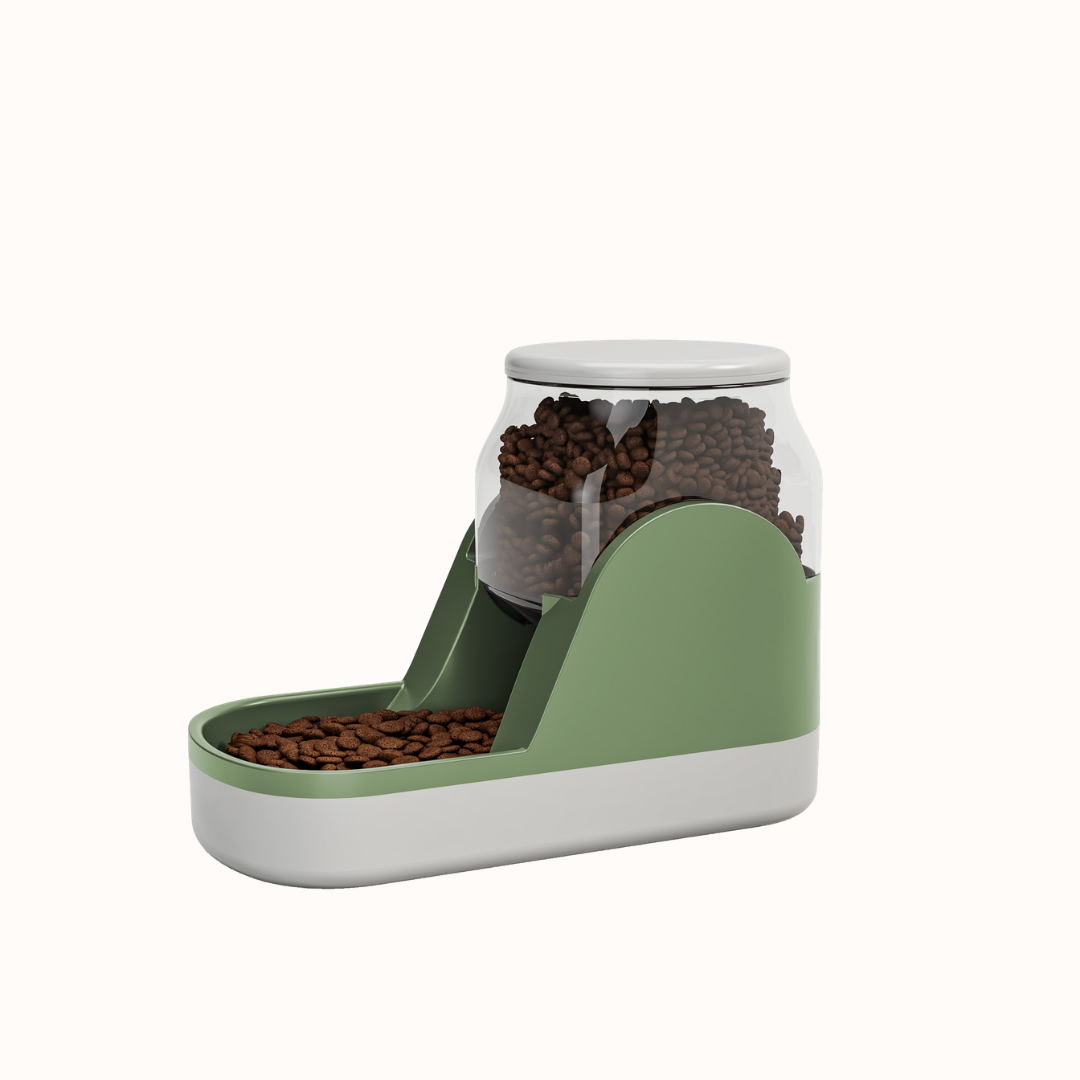 Distributeur de croquettes pour animaux vert sauge au design moderne - Pawaia
