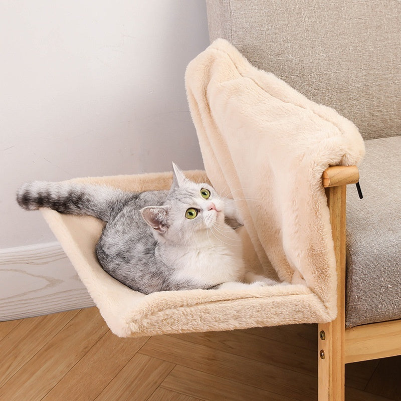 Hamac suspendu pour chat en L couleur beige naturel - Pawaia